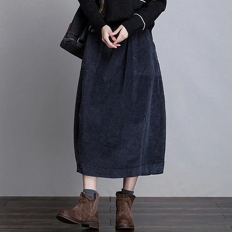 Winter Casual Women Corduroy Skirt