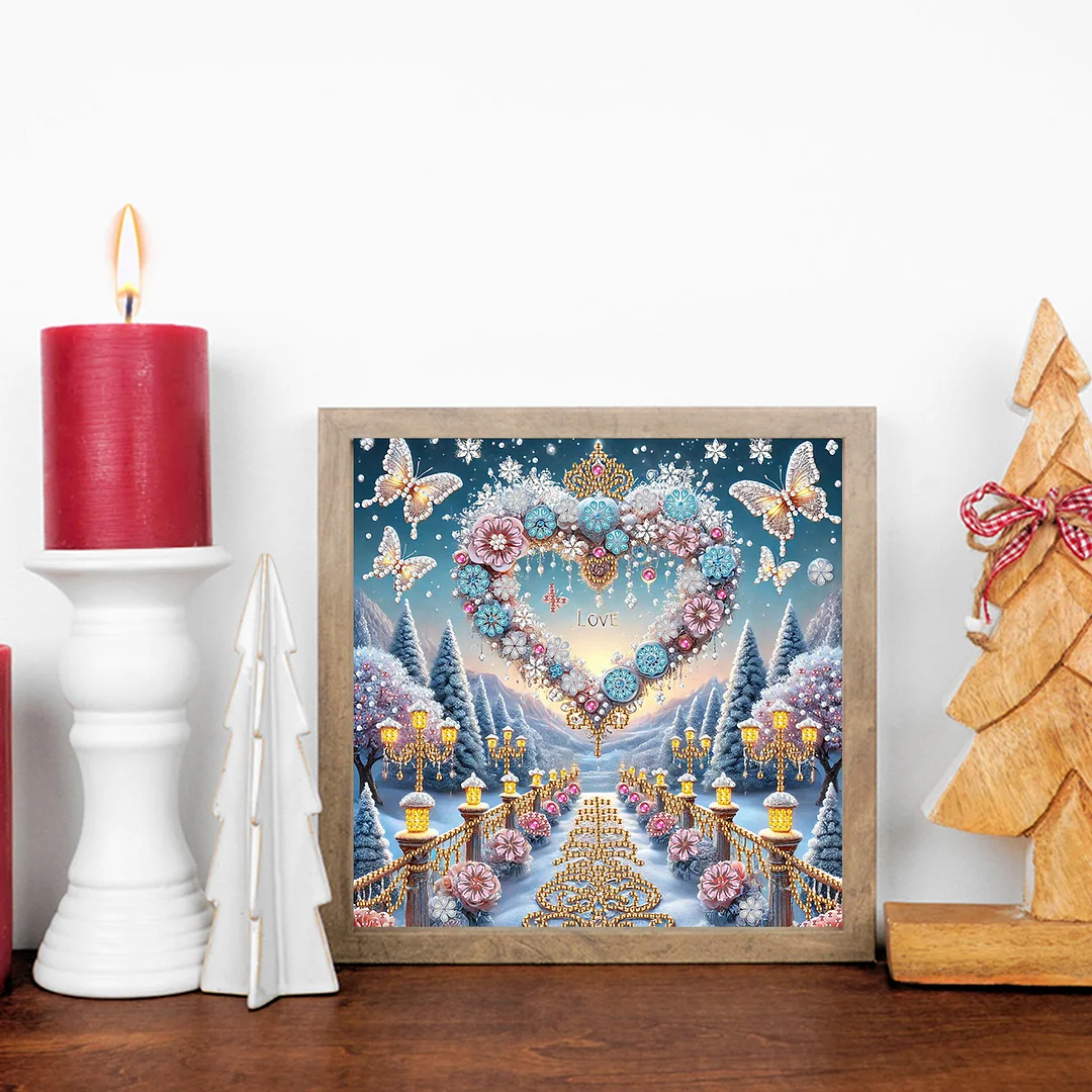 Flowers Heart  - Diamond Painting - Partial Special Shaped Drill(Canvas|30*30cm)