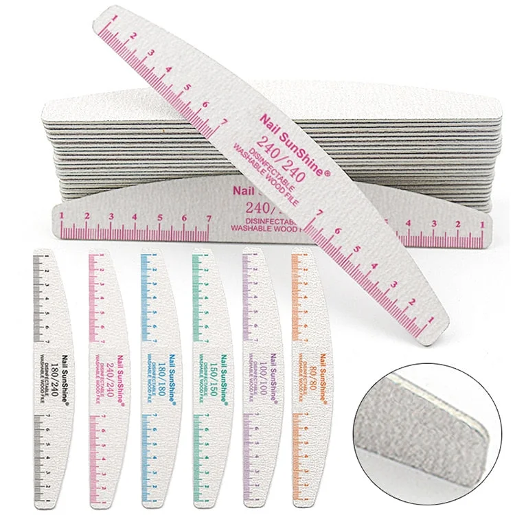 1Pc 80/100/150/180/240 Professional Half Moon Nail File Grinding Block File Nail Buffer Colorful Lime Manicure Pedicure DIY Tool-Nail Inspo