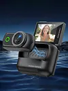 Compact Panoramic Action Camera Anti-Shake WiFi Mini Sports Camera 2.0in Flip Screen with Magnetic Neck Strap for First-person View Shooting