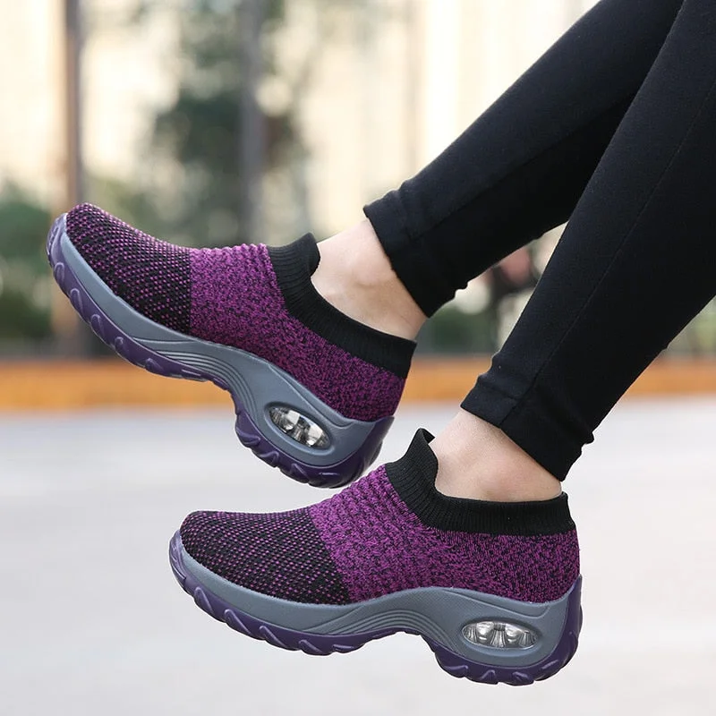2021 Women Sneakers Running Shoes Sports Shoes Breathable Mesh Comfortable Platform Shoes Air Cushion Sneaker Lightweight