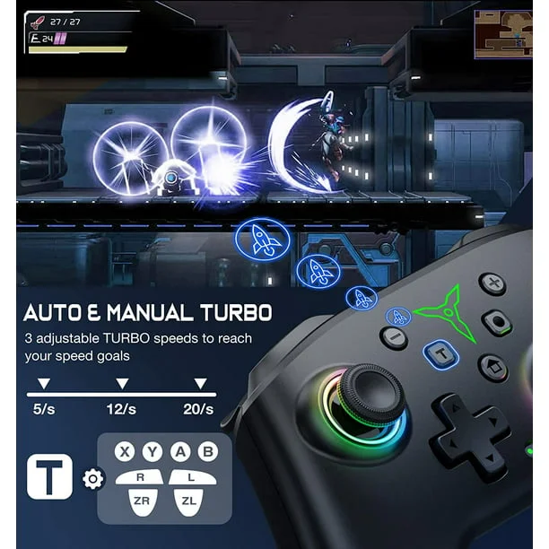 DinoFire Pro Controller for Nintendo Switch/ Switch Lite/OLED, Cute Wireless Controller（Red）