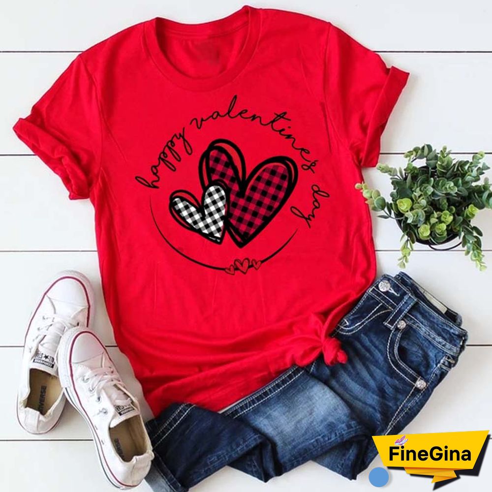 Maycaur Fashion Women T Shirt Love Heart Printed T Shirt Casual Red Tops 90s Valentine's Shirt Female Harajuku Graphic Tshirt