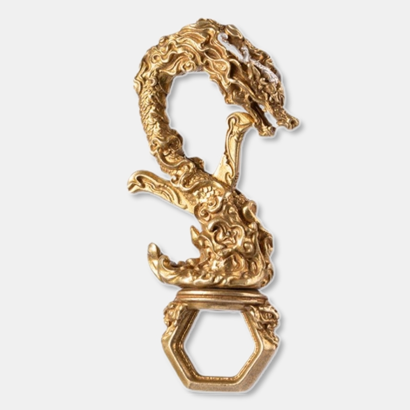 Chinese Dragon Keychain Brass Zodiac Dragon Ornaments Key Ring