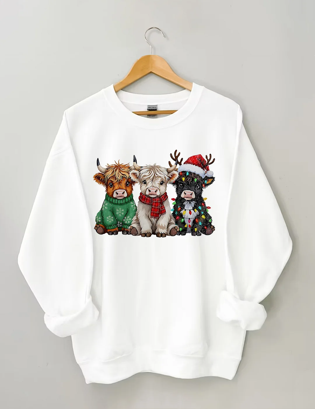Rustic Highland Cows Christmas Sweatshirt