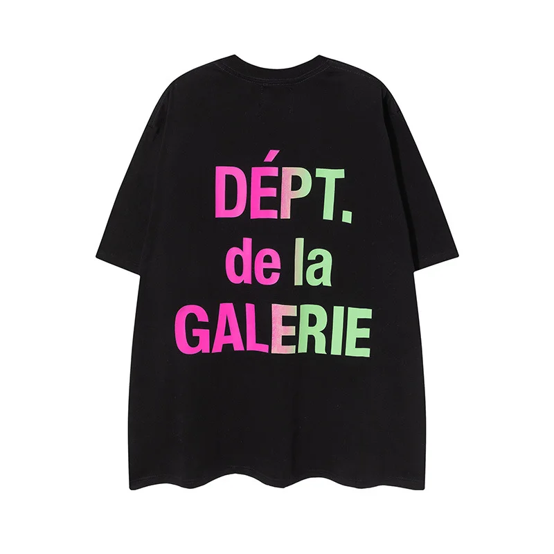 GALLERY DEPT Letter Slogan LOGO Printed Hip-hop Men's and Women's Round Neck Casual Short-sleeved T-shirt