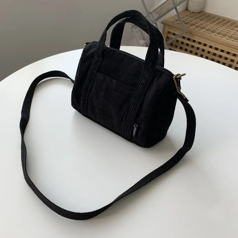 Corduroy Mini Tote Bag Handbags for Women 2021 Girls Purses Casual Autumn and Winter Small Solid Color Shoppers Crossbody Bags