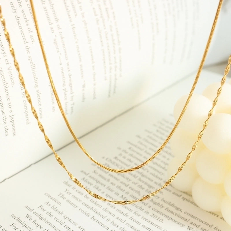 Casual Minimalist Solid Color 304 Stainless Steel 18K Gold Plated Plating Layered Necklaces