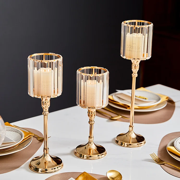 Crystal Glass Bar Dining Table Candle Holder - Candlelight Dinner Retro Decoration - Appledas