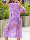 Simple Gauze Crochet Half Sleeves Cover-Ups Tops