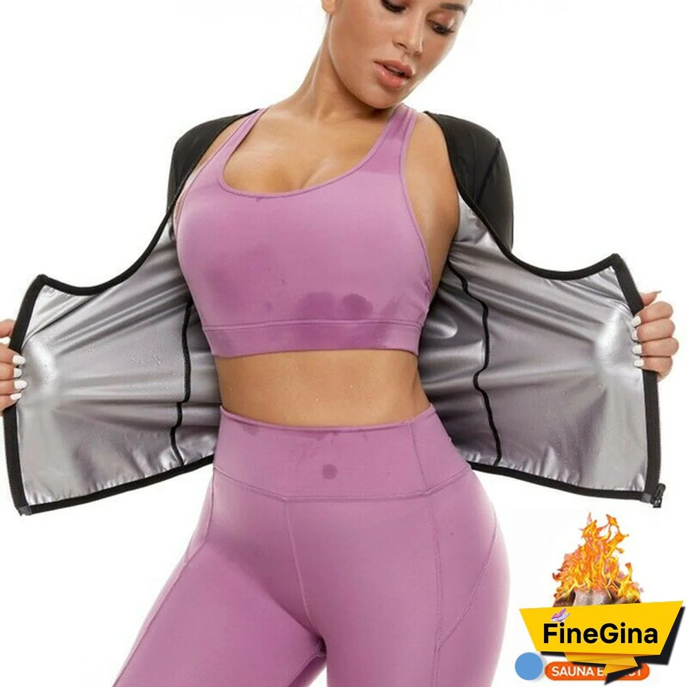 POP CLOSETS Sauna Shirt for Women Sauna Short Sleeve Sauna Sweat Vest Weight Loss Sauna Suit,Fitness Slimming Body Shaper Training Vest Workout Hot Waist Trainer Heat Trapping Shirt Top