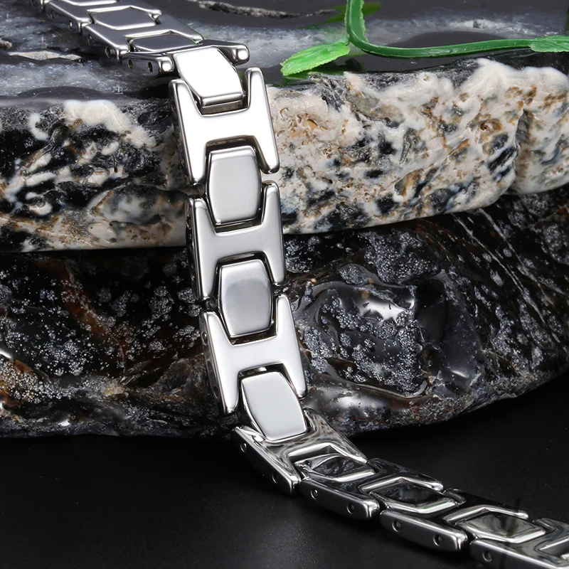 Women's Or Men's Real Tungsten Carbide Hologram Energy Bracelets Unisex Fashion 215mm Link Chain Bangles For Mens And Womens