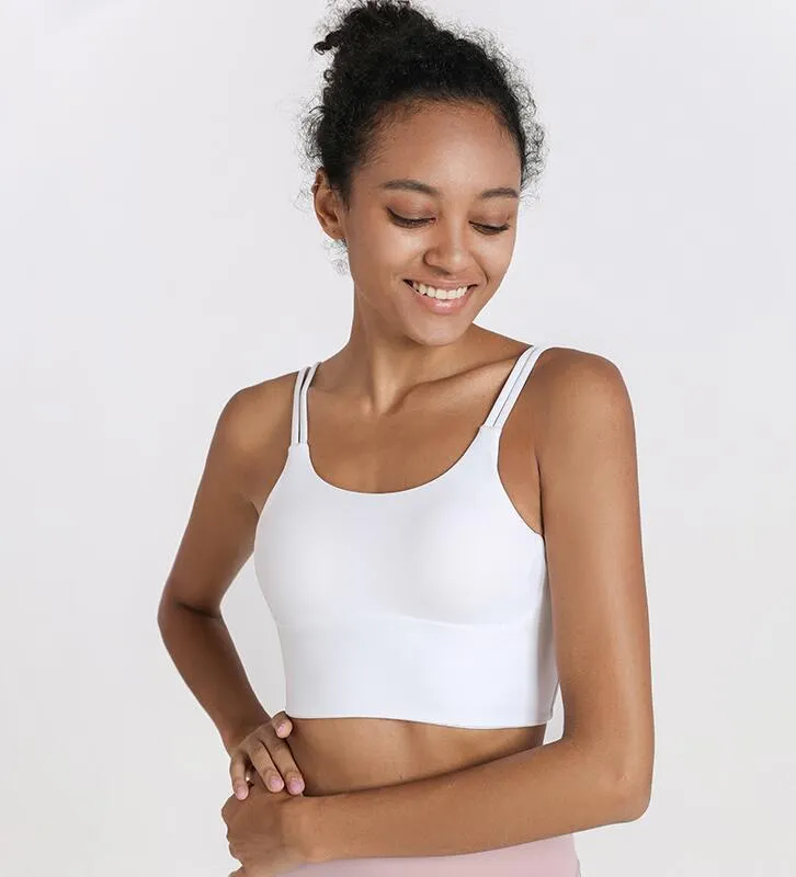 white spaghetti strap sports bra sale