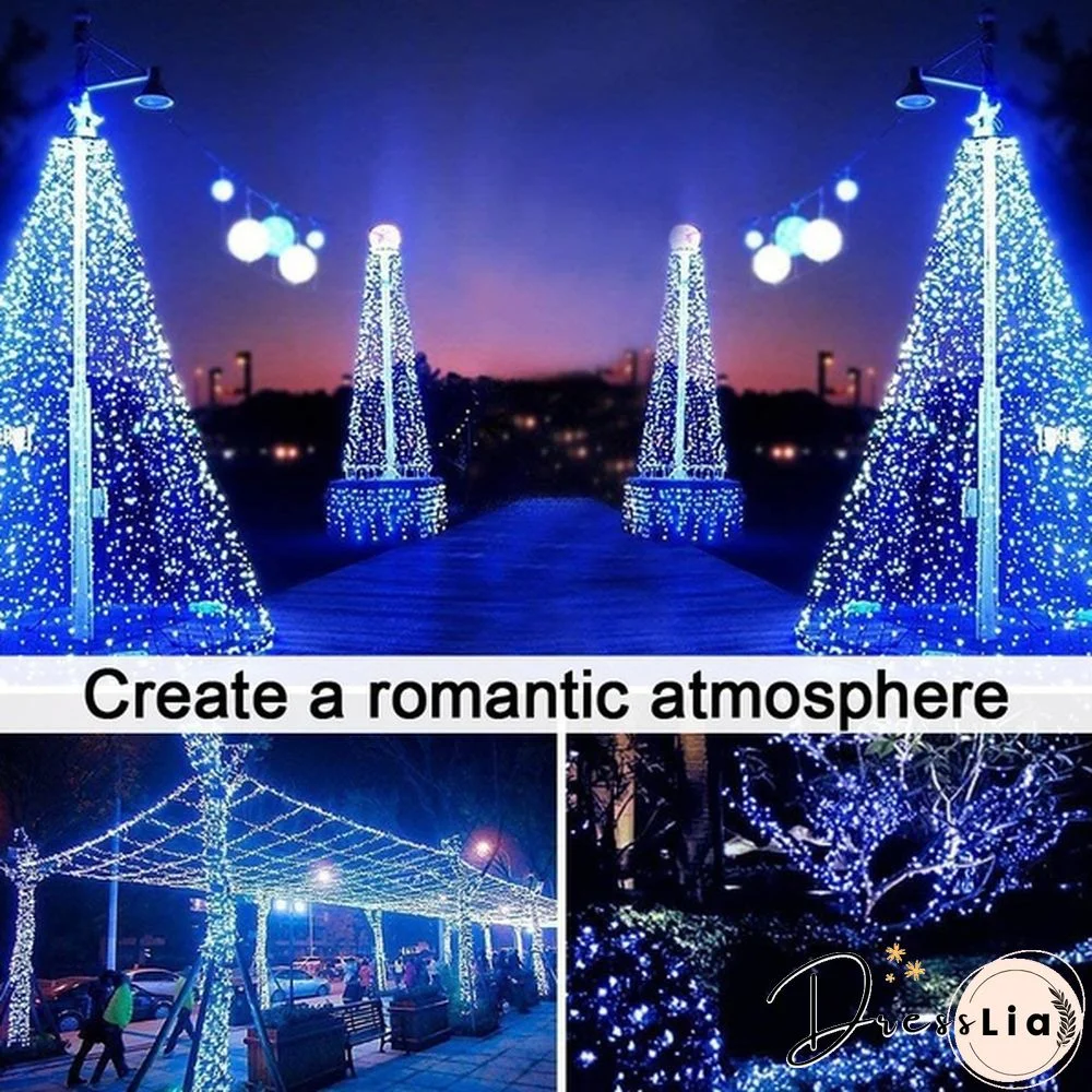 8 Modes 300LEDs Copper Wire String Lights Solar Power Fairy Light IP65 Waterproof Indoor Outdoor Christmas Decoration Lighting for Home, Garden, Party, Path, Bedroom, Wedding, DIY Decoration