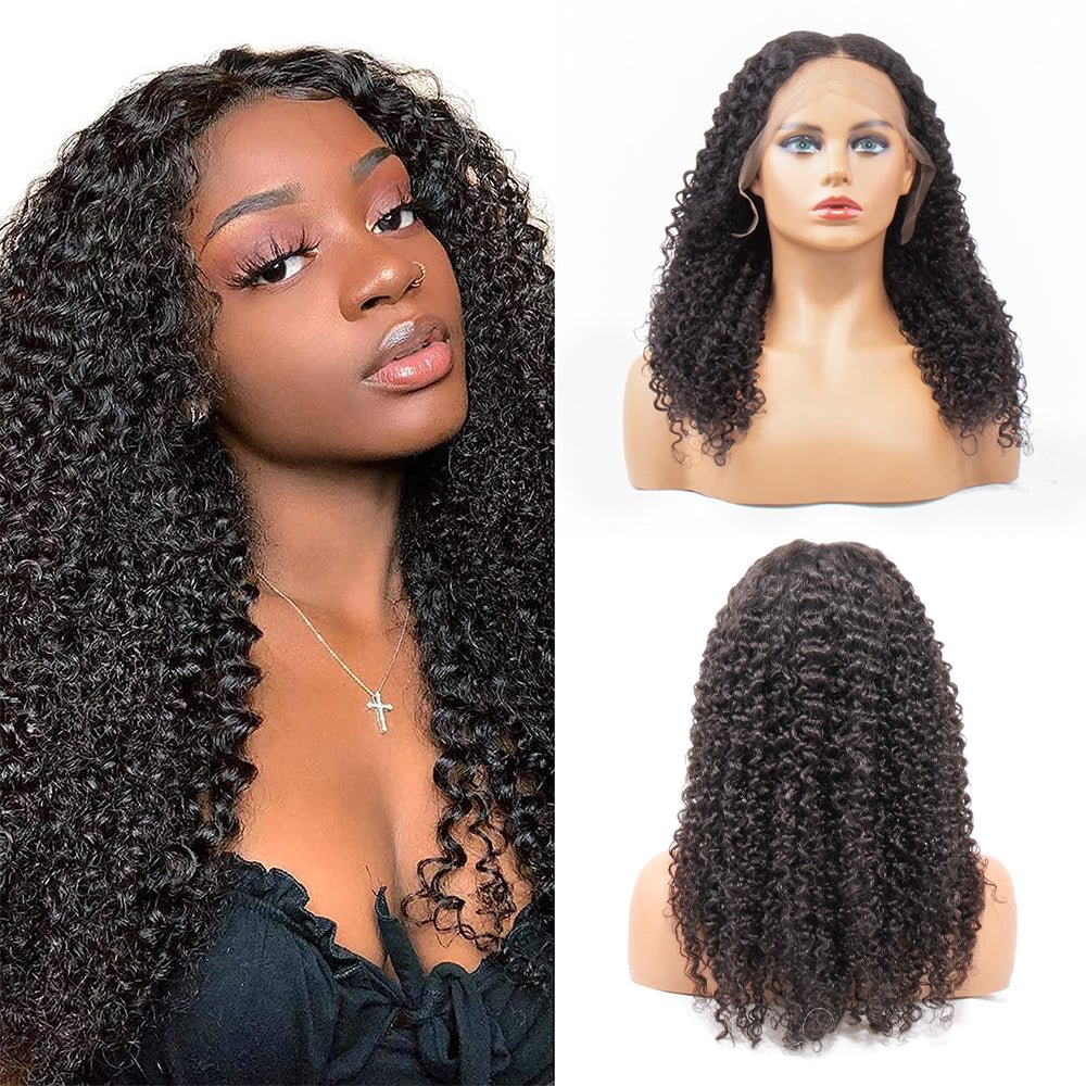 Jerry Curly 13x2 U Part Lace Front Wigs Human Hair Pre Plucked Curly Wave Kinky Curly U-Part Wig with 200% Density Zaesvini