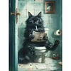 Toilet Cat Reading Newspaper-11CT Stamped Cross Stitch 40*53cm tapestrymarket