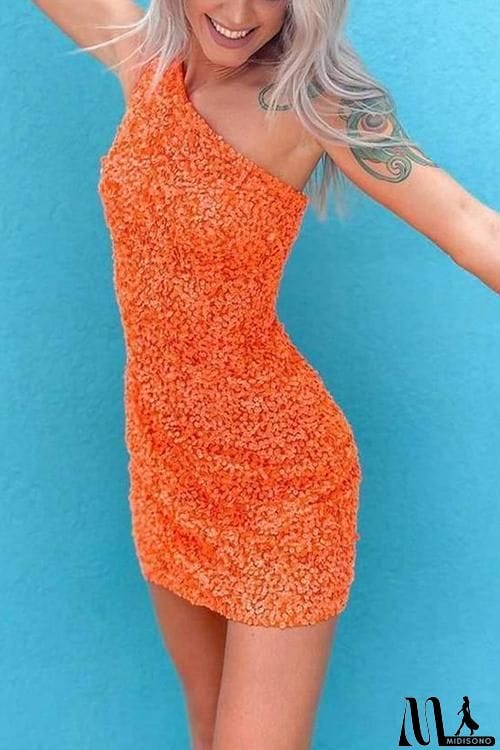 MidiSono - Sequin One Shoulder Bodycon Mini Dress