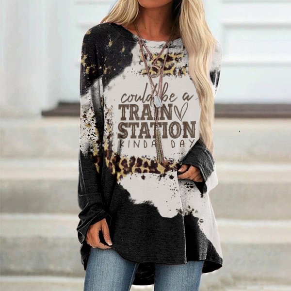 Could Be A Train Station Kinda Day Leopard Print Tunic