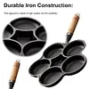 5 Round Holes Egg Frying Pan Cast Iron Omelet Pan for Gas Stove Induction Cooker