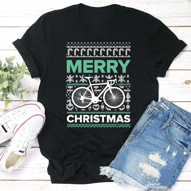 Cycling Merry Christmas Classic T-shirt Tee -05728-Annaletters