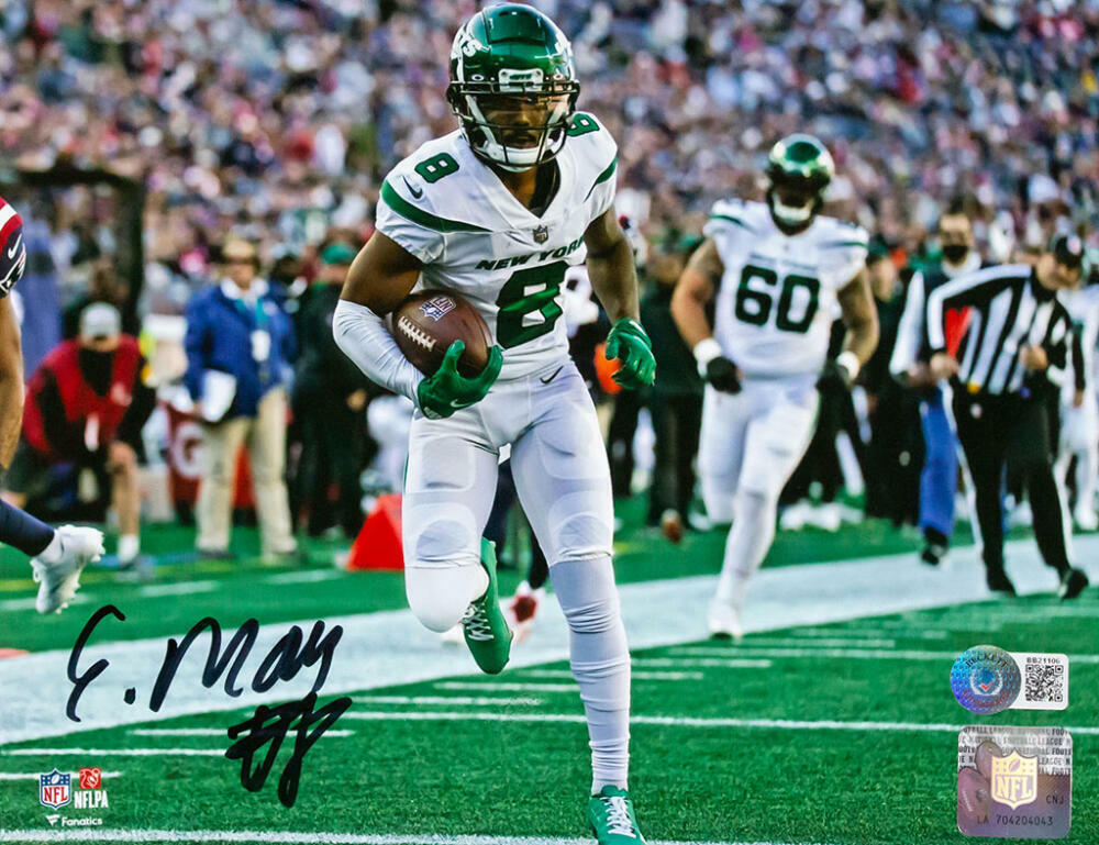 Elijah Moore Autographed NY Jets 8x10 FP Running Photo Poster painting -Beckett W Hologram