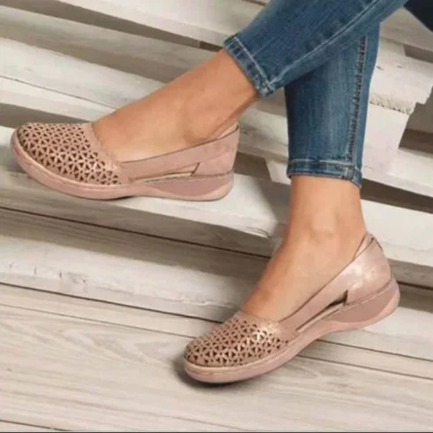 Yyvonne Summer Large-Size Casual Sandals Women's Shoes Slope Heel Hollow Pure Color Single Shoes Fashion Sandals