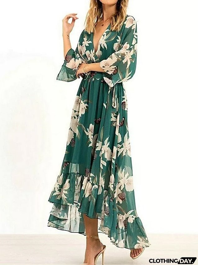Women's Long Dress Maxi Dress Casual Dress Chiffon Dress Swing Dress Floral Fashion Streetwear Outdoor Daily Holiday