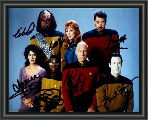 STAR TREK TNG CAST THE NEXT GENERATION - A4 SIGNED / AUTOGRAPHED Photo Poster painting POSTER