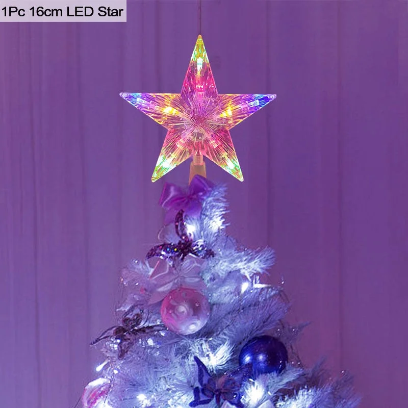 Christmas Tree Top Star LED Light Lamp Christmas Decorations For Home Xmas Tree Ornaments Navidad New Year 2022 Natal Noel