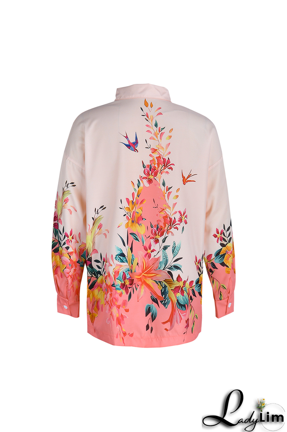 Pink Casual Print Solid Patchwork Turndown Collar Tops