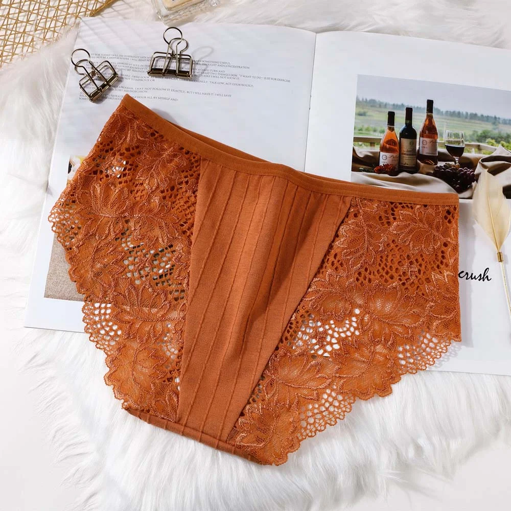 Fashionable sexy comfortable lace panties exquisite panties solid color shorts sexy underwear cutout underwear ladies