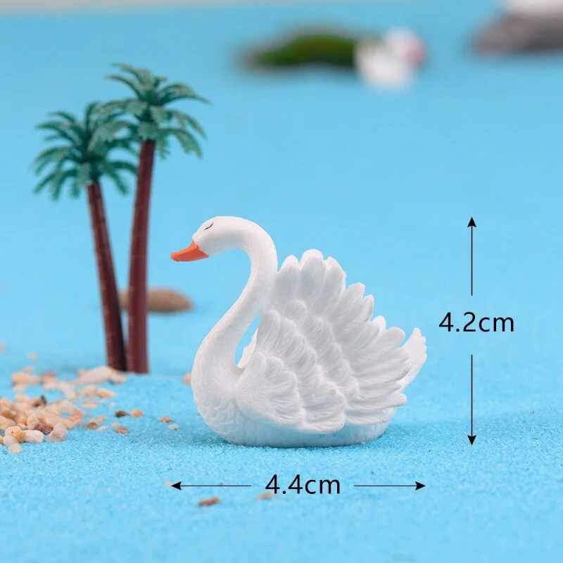 Black White Mini Cute Goose Swan Model Aquariums Ornaments Fairy Garden Decoration Miniature Figurine DIY Cake Decoration  Home