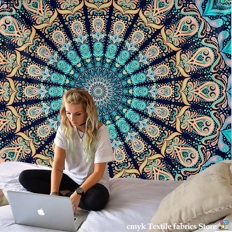 India Mandala Tapestry Wall Hanging Boho Decor Wall Cloth Tapestries Psychedelic Hippie Night Moon Tapestry Mandala Wall Carpet