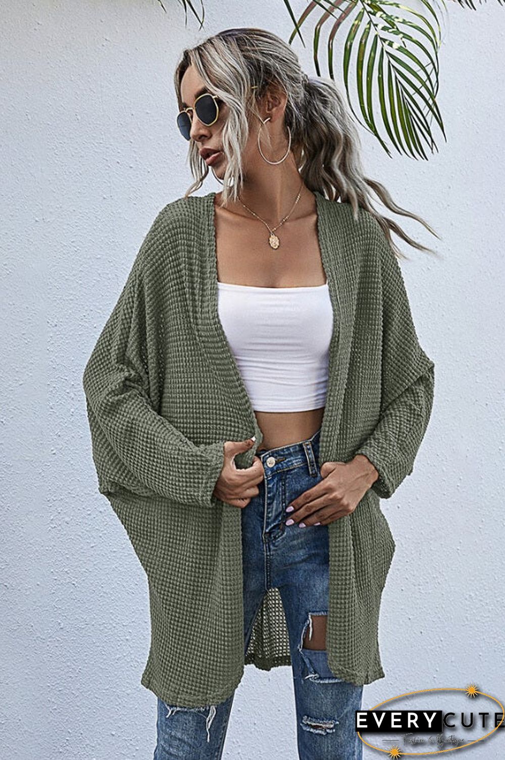 Fashion Casual Solid Color Knitting Cardigan