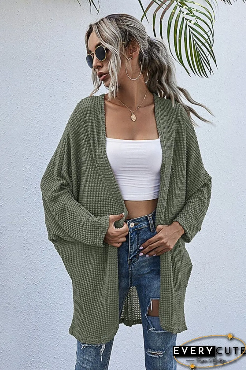 Fashion Casual Solid Color Knitting Cardigan