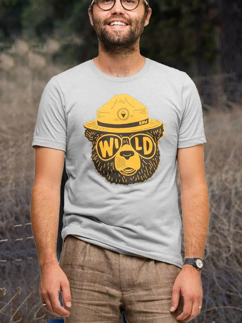 Bear Seeing Wild Printed Men's T-Shirt in  mildstyles
