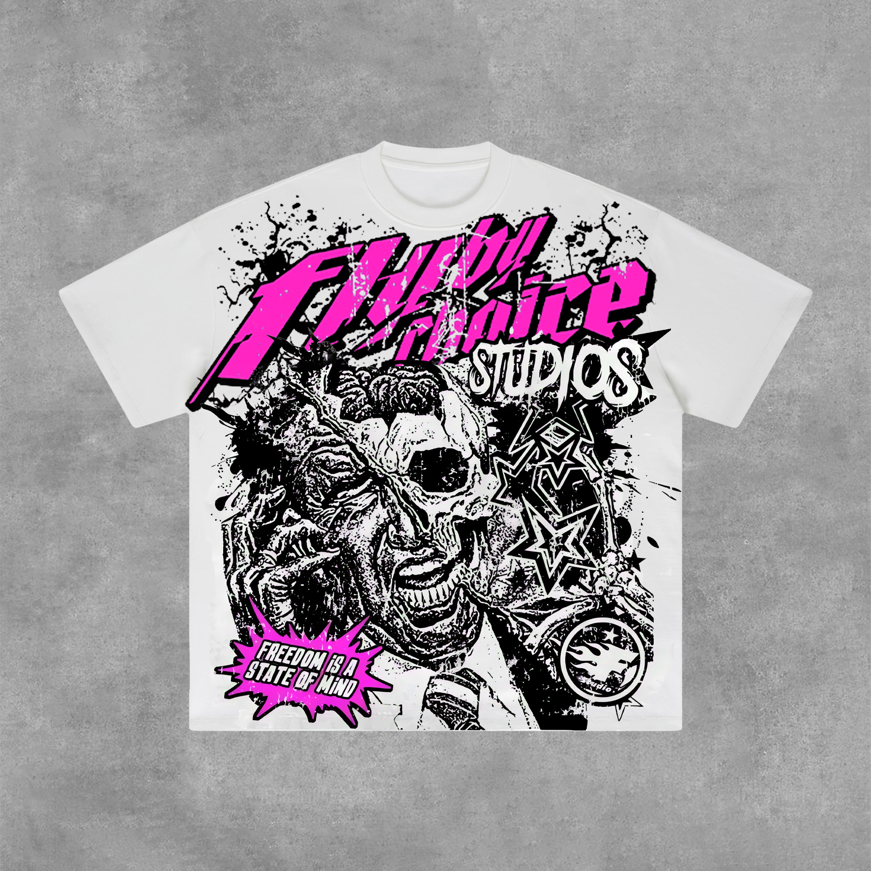 Fly By Choice Freedom Is A State Of Mind Skull Graphic Cotton T-Shirt - Sopula｜Premium Graphic Tees & Graphic Clothing