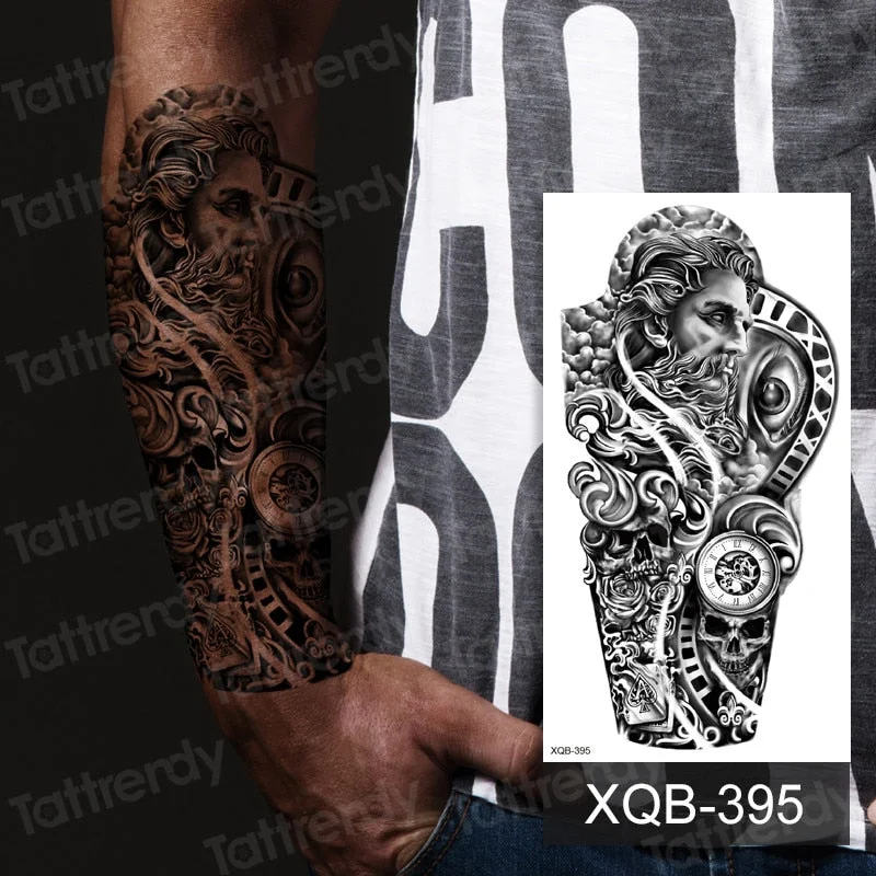 arm band tattoo men boy sexy black temporary waterproof tattoo wolf tiger lion king tribal tattoo design body art tattoos water
