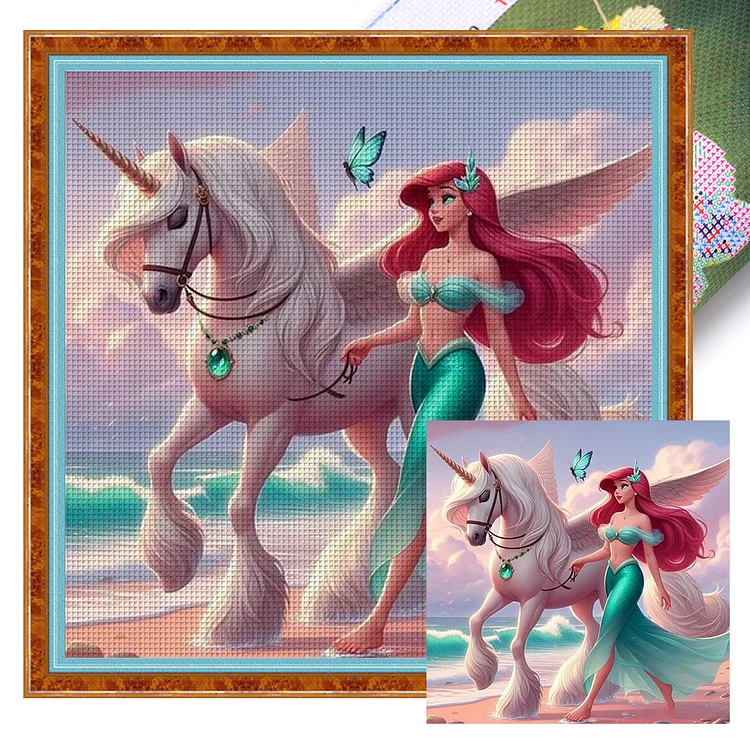 Disney-Princess Ariel (40*40cm) 11CT Stamped Cross Stitch gbfke