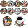 8Pcs Diamond Painting Wooden Christmas Coaster Diamond Art Kit w/ Holder No-Slip Decor