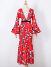 Floral-Print Puff Sleeves  Long Sleeved Maxi Dress
