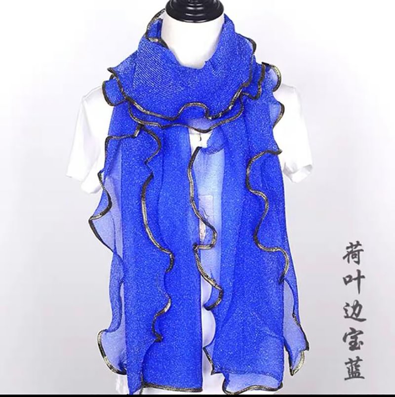 Ruffled bright silk scarf