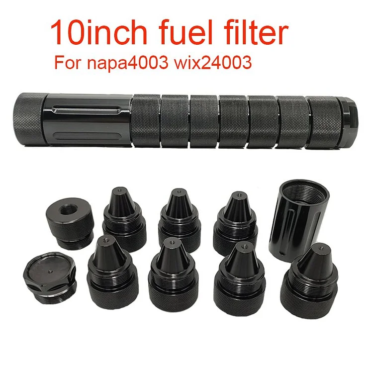  10 inch Solvent Trap For Napa 4003 Wix 24003 1/2-28 5/8-24 Screw Cones Single Core Aluminum Fuel Filter