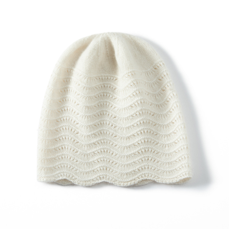 100% Cashmere Slouchy Beanie Water Ripple Style REAL SILK LIFE