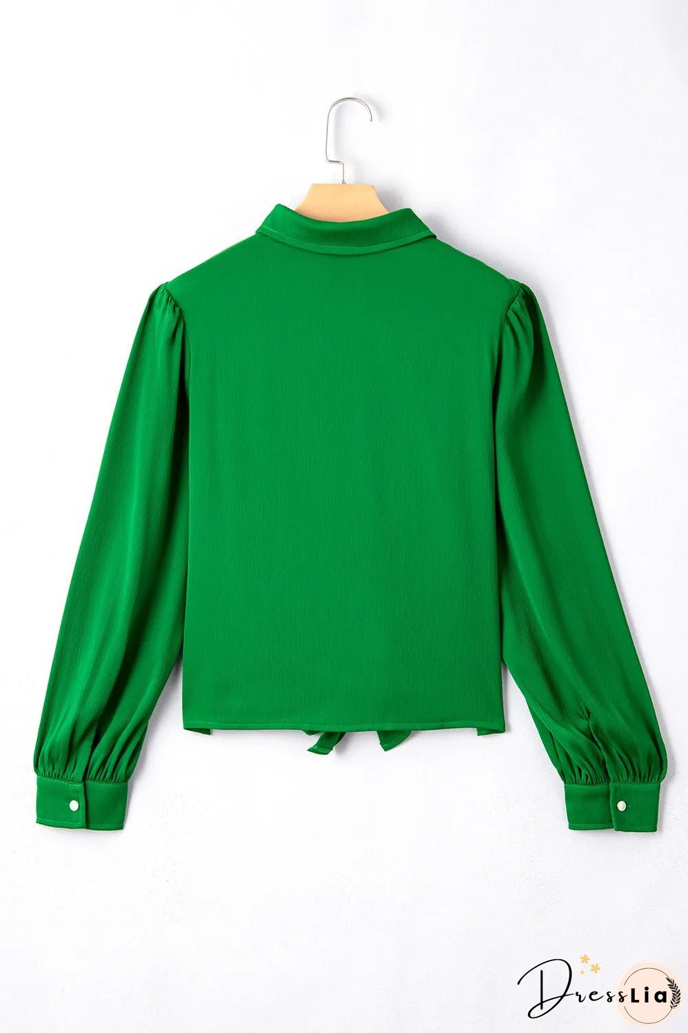 Tied Collared Neck Long Sleeve Shirt