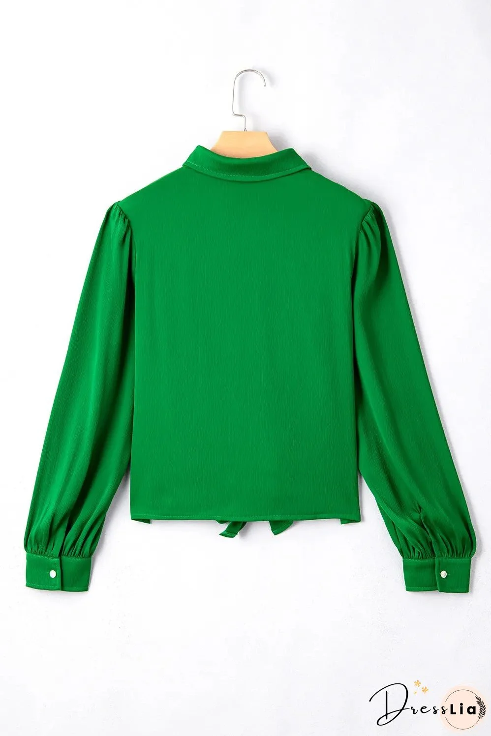 Tied Collared Neck Long Sleeve Shirt