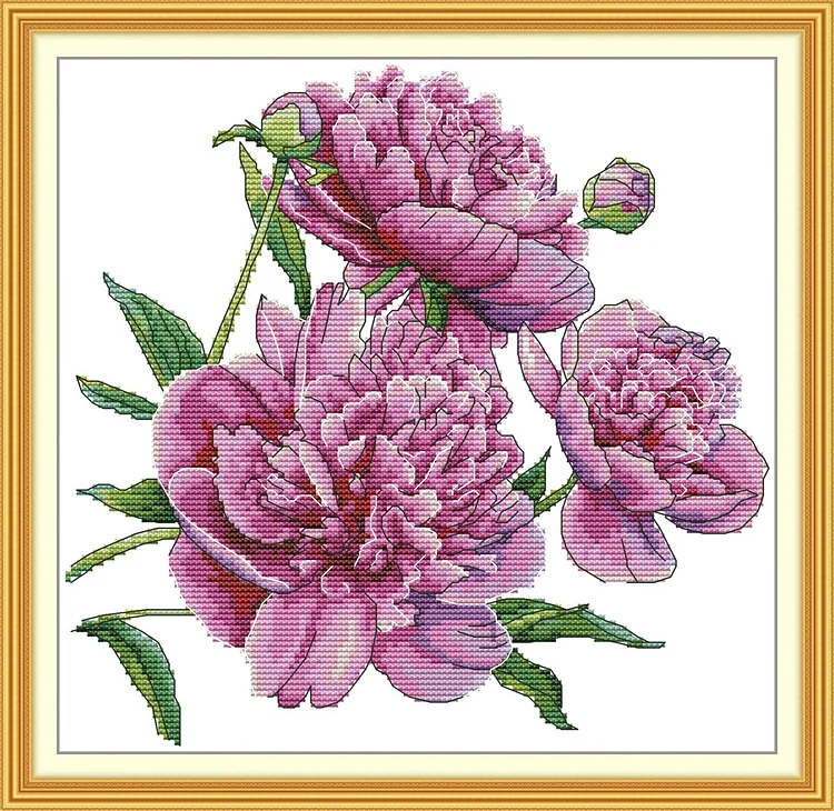 【Joy Sunday Brand】Peony 5 31*30cm 14CT Stamped Cross Stitch gbfke