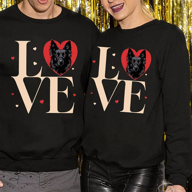 Cute Black German Shepherd Dog Valentines Day Heart Love Pullover Hoodie German Shepherd T Shirt