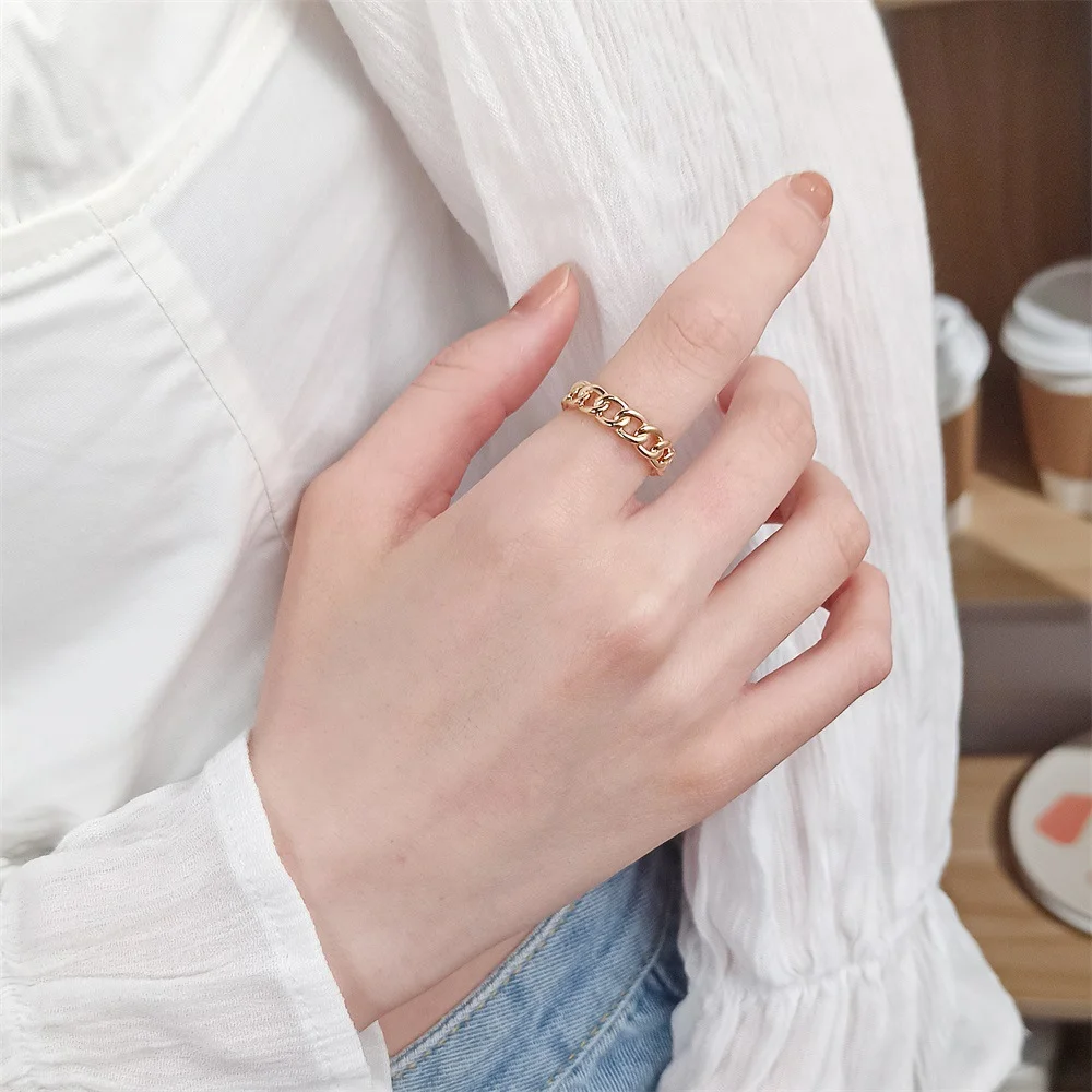 Open chain gold plated ring