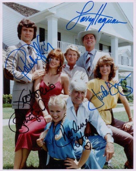 REPRINT - DALLAS Cast Larry Hagman 1980's TV Autographed Signed 8 x 10 Photo Poster painting RP